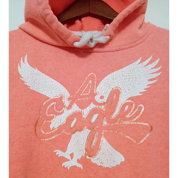 Y2K '14 American Eagle Outfitters Soft Hoodie Women’s Pullover Neon Pink SZ S - Picture 3 of 9